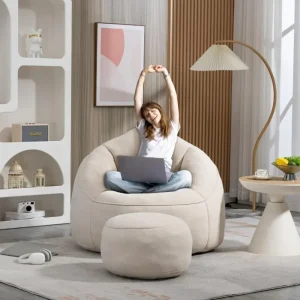 Beanbag chair and footstool,