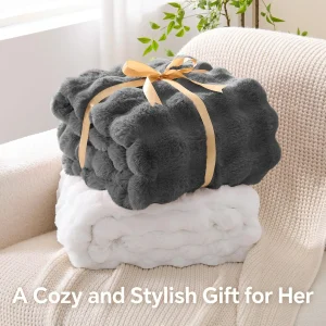 Faux Fur Throw  Bubble Blanket - Super Soft & Cozy Fluffy
