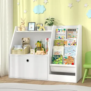 Wooden Book Shelf with Storage Organizer,