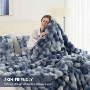 Faux Rabbit Fur ,Luxury Soft, Warm Bubble Blanket,