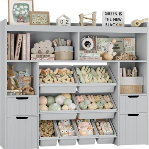 55" W Toy Storage Organizer with Drawers,